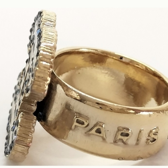 Chanel CC Crystal & Enamel Ring 05A Collection Authentic Vintage Rare.Size 6.5-7 - Picture 5 of 9